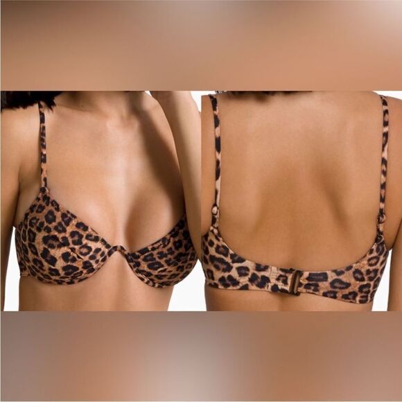 Good American NWT Show Off Curve Bikini Top in Leopard Print Size Medium - Picture 1 of 10